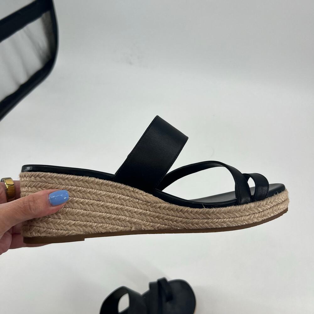 Michael Kors Women's 9 Sidney mid wedge Espadrille Sandals black & gold slip on - Picture 6 of 7